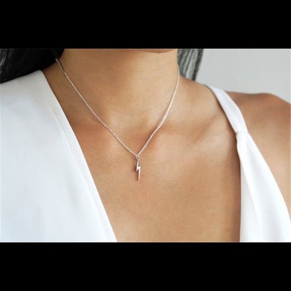 Strength and power lightning bolt necklace- silver - Picture 2 of 4